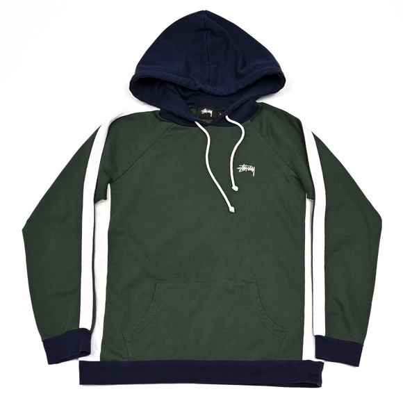 Stussy Hoodie Sweatshirt Adult Small ColorblockPullover Embroidered Script Logo - Picture 1 of 9